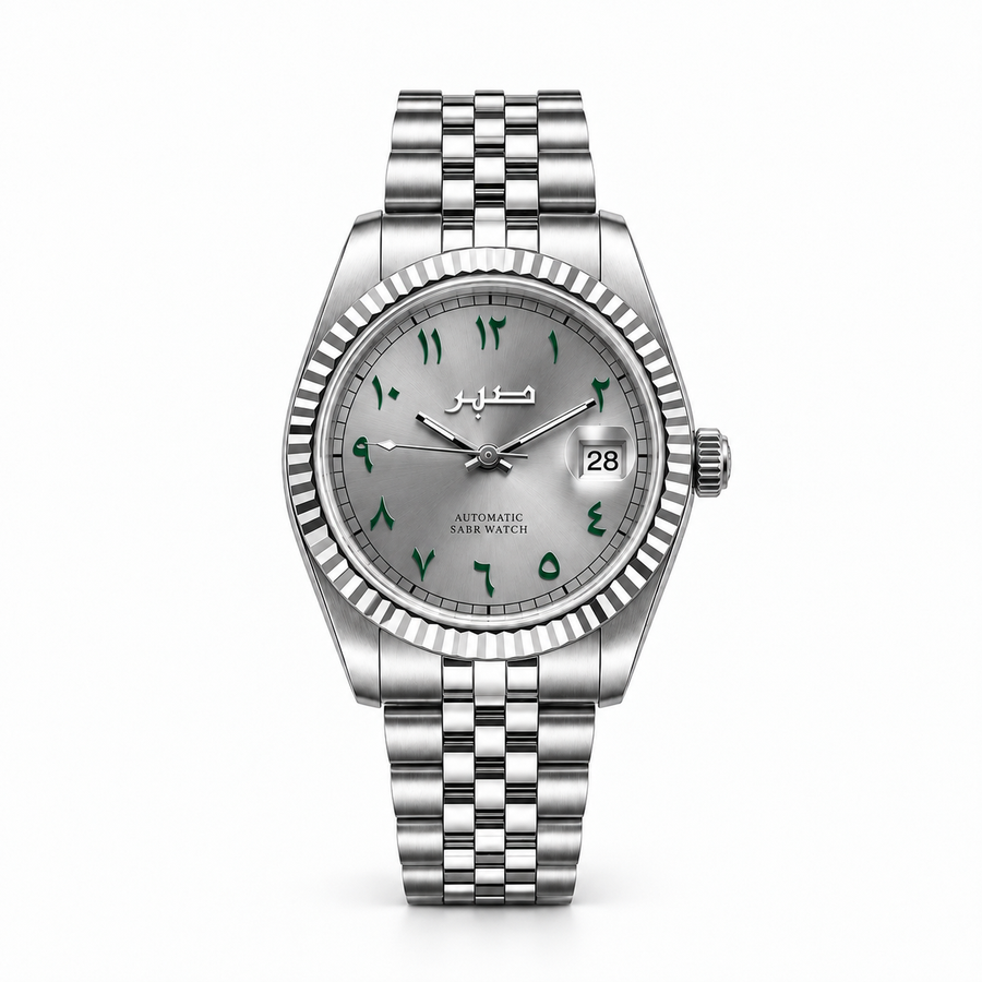 ROYAL GREY - GREEN ARABIC NUMERALS